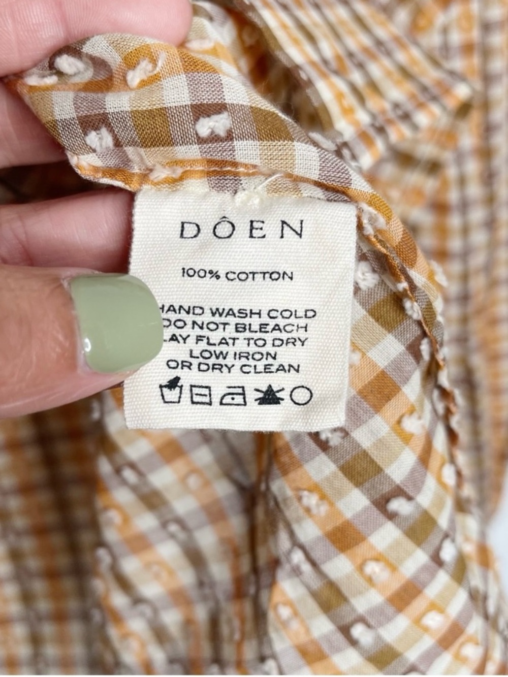 Doen Scarlet Orange Meringue Plaid Buttoned Peasant Cottagecore Top - Picture 6 of 9